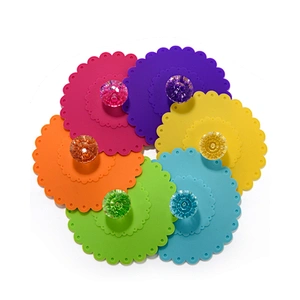 Food Grade Silicone PVC  Cup Lids Creative Diamond Mug Cover Silicone Drink Cup Lids