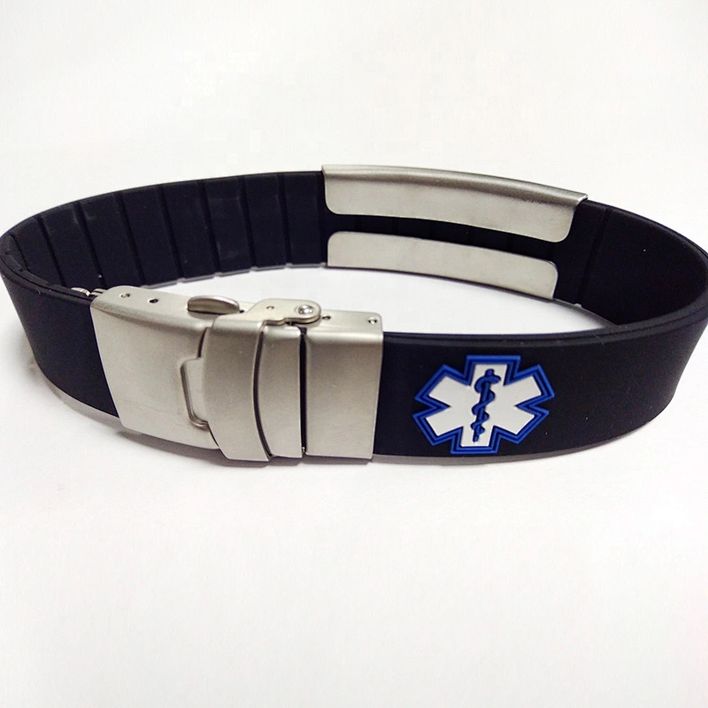 Wide Silicone Bracelet Bangles Silver Bracelet adjustable