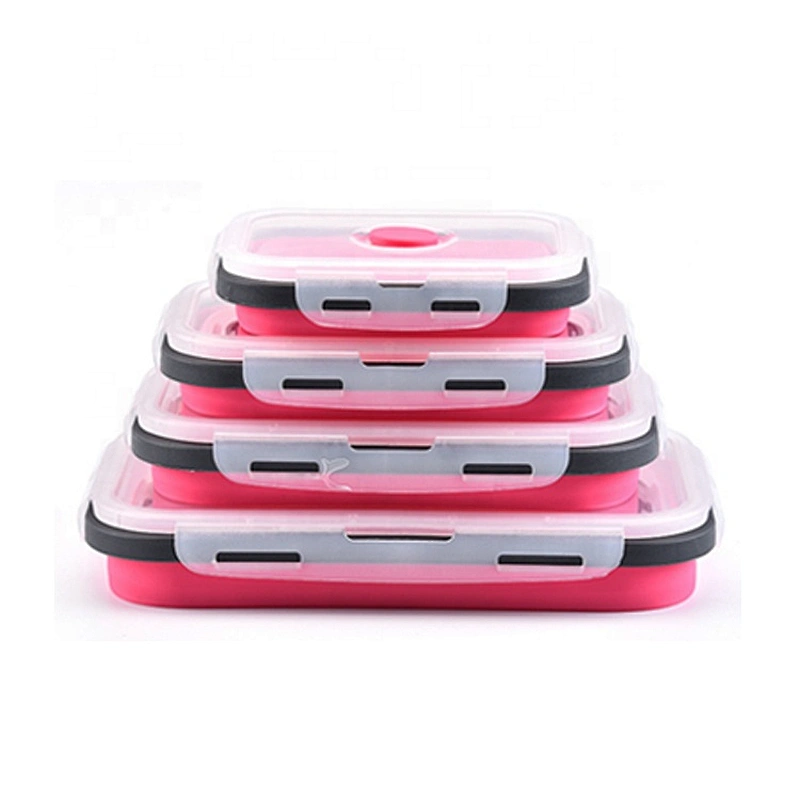 Silicon Lunch Box Collapsible Storage with Food Grade Silicon Snap Click Closure