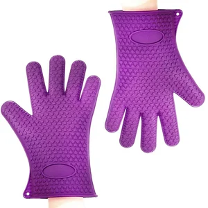 27.5X17.5 cm Long Food Grade Silicone Heat-resistant Oven Mitts Cooking, BBQ, Grill, Baking Gloves