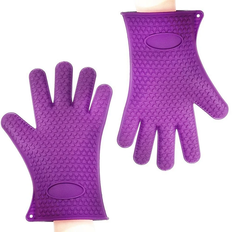 27.5X17.5 cm Long Food Grade Silicone Heat-resistant Oven Mitts Cooking, BBQ, Grill, Baking Gloves