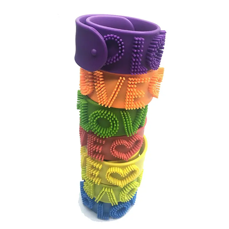 Rainbow Silicone Slap Bracelets Soft and Safe ID bracelet