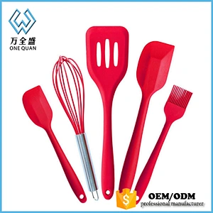 Colorful silicone cooking tool set stainless steel handle cooking utensils