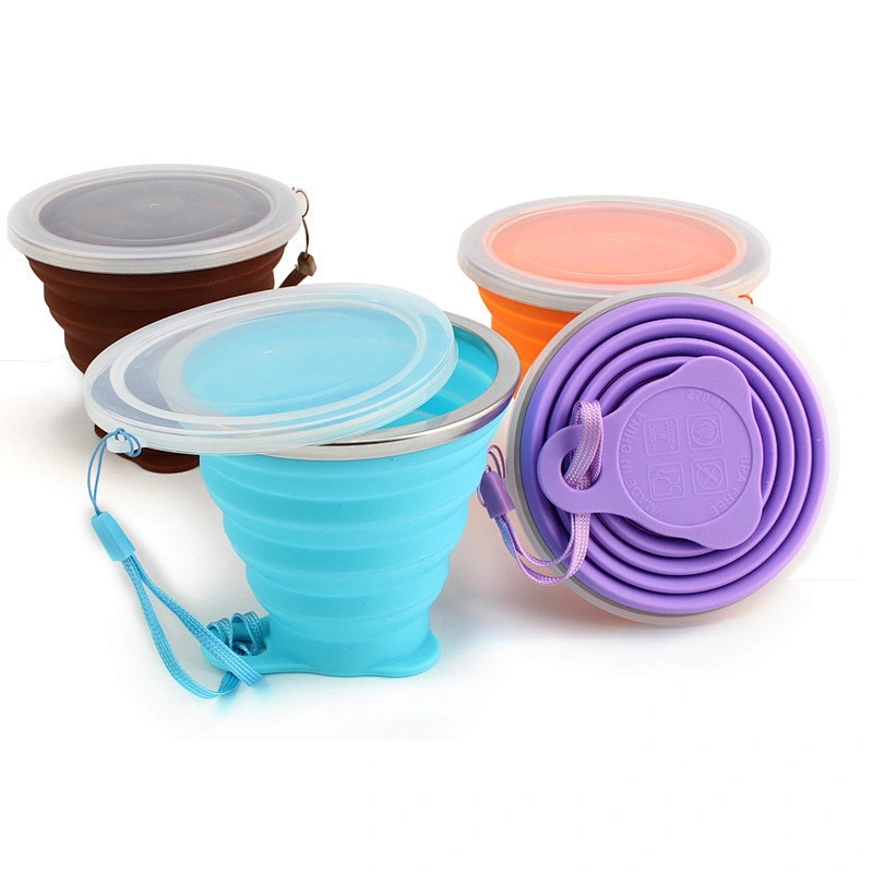 Portable with cover retractable water bag multifunctional creative sports bottle Outdoor with 300ml retractable water bottle sil