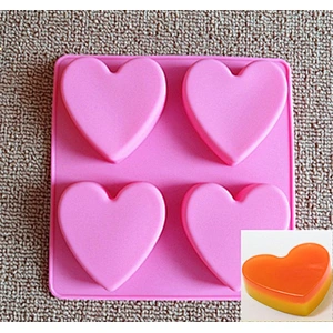EU&US standard new style 4 of heart shaped silicone cake mold