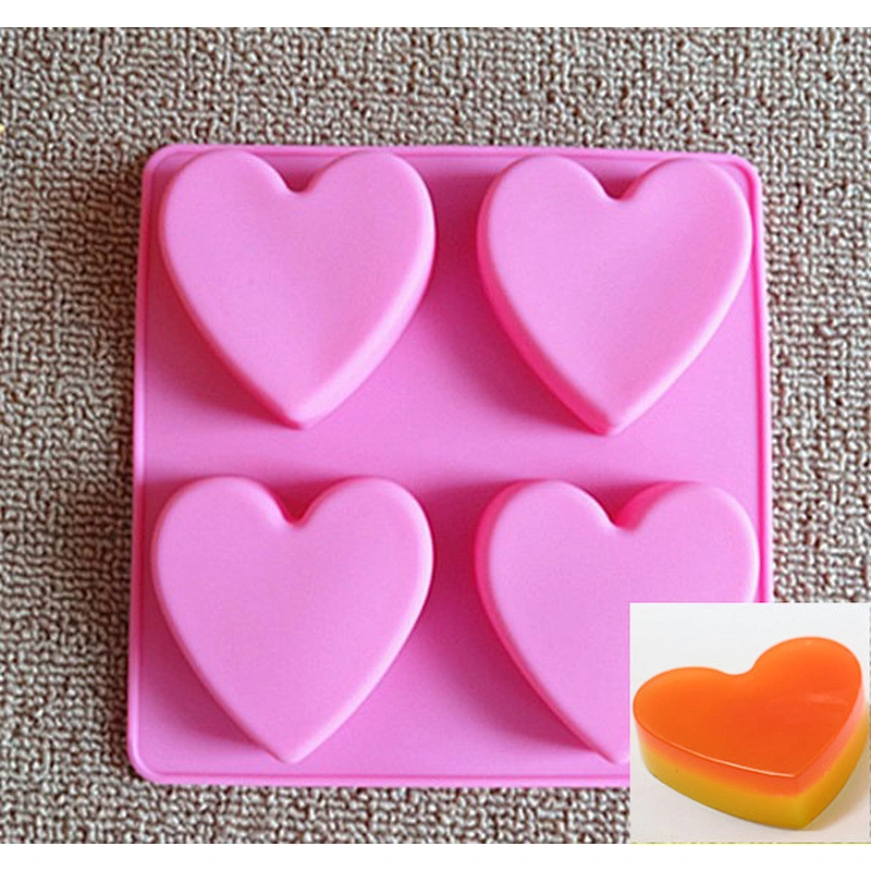 EU&US standard new style 4 of heart shaped silicone cake mold
