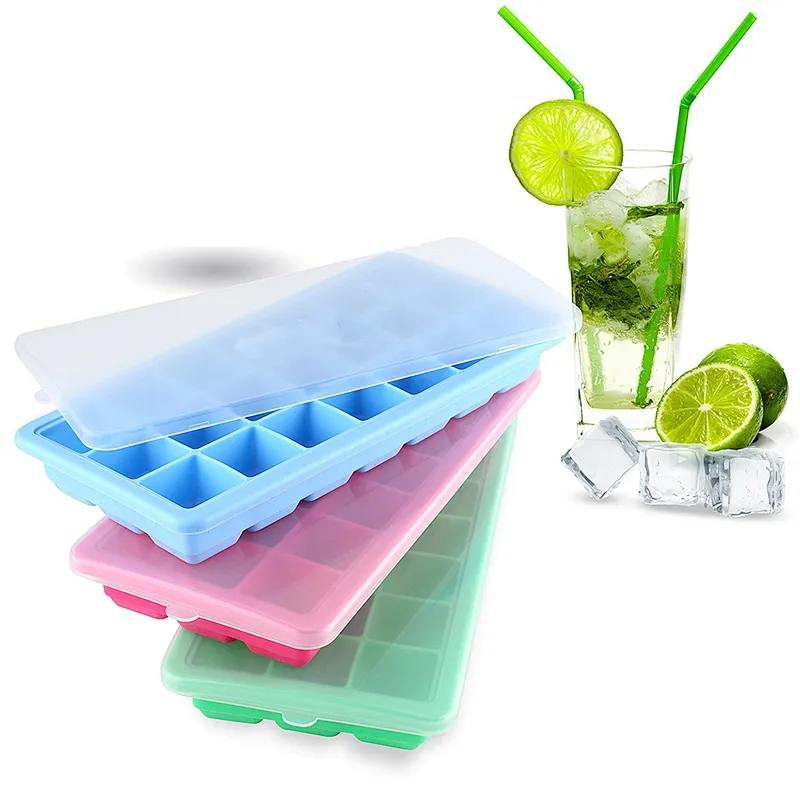 Factory Silicone Ice Cube Tray With Lid For Making Grand Square Pattern Ice