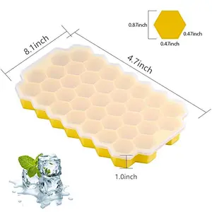 Pile up Honeycomb Silicone Ice Cube Maker Trays Crystal Clear Ice Cube Tray with Lid 37 pcs Ice Pallets Box