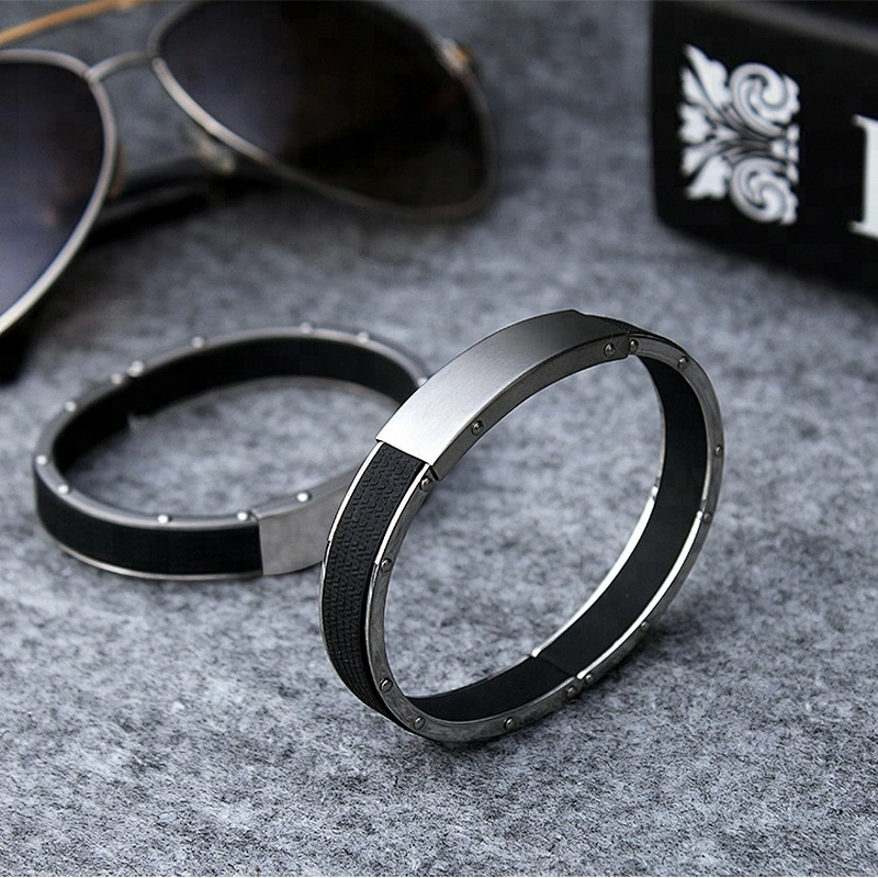 Custom Engraving Black Stainless Steel Therapy Health Emergency Medical Alert ID Bracelets