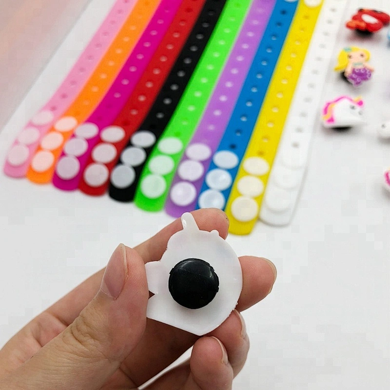 Customized Oem Silicone Wristband Charming Soft Pvc Colorful Button