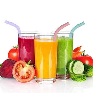 HOT SALE 3PCS Reusable Rubber Straw Custom Color  Drinking Straw with Brush
