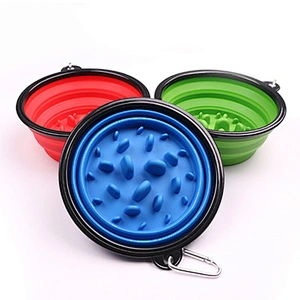 Collapsible Portable Colorful Food Grade  Easy Carry dog food bowl