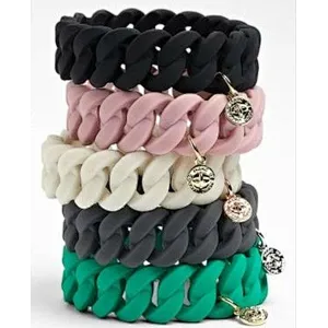 Twisted Seattle Silicone Bracelet with Metal, Silicone Chain Bracelet,Silicone Chain Bracelet Rainbow