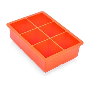 Silicone Extra Large Ice Mold Trays for 6 Square Ice Cubes