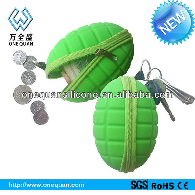 2020 hot sale & fashion designed silicone bomb shape keychain bag/silicone key waterproof bag