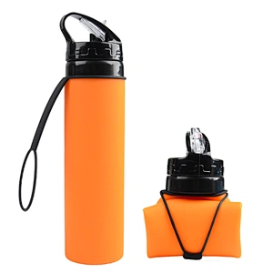 Collapsible Silicone Water bottle Couples Leak-Proof lightweight portable cup roll up for Outdoors Hiking Camping Biking Sports