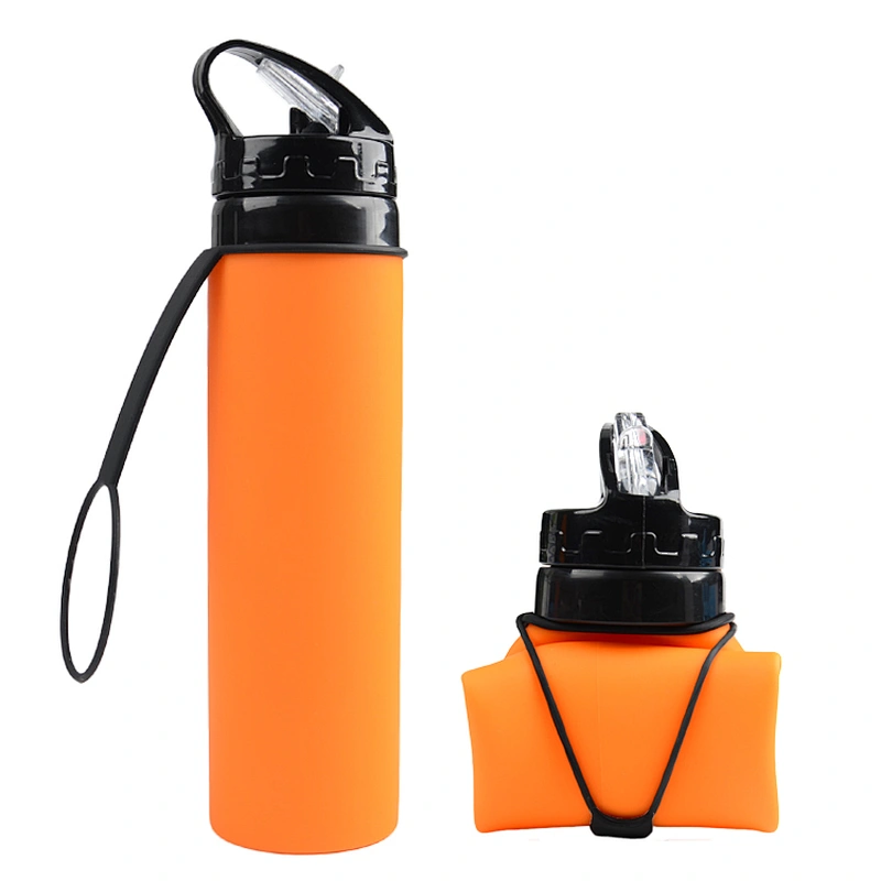 Collapsible Silicone Water bottle Couples Leak-Proof lightweight portable cup roll up for Outdoors Hiking Camping Biking Sports