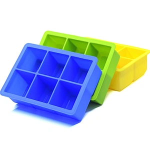 Silicone Extra Large Ice Mold Trays for 6 Square Ice Cubes