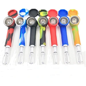 2020 New Silicone Hand Pipe Multi Color Weed Smoking Pipe with Filter Tip Easy Cleaning 7 Colors
