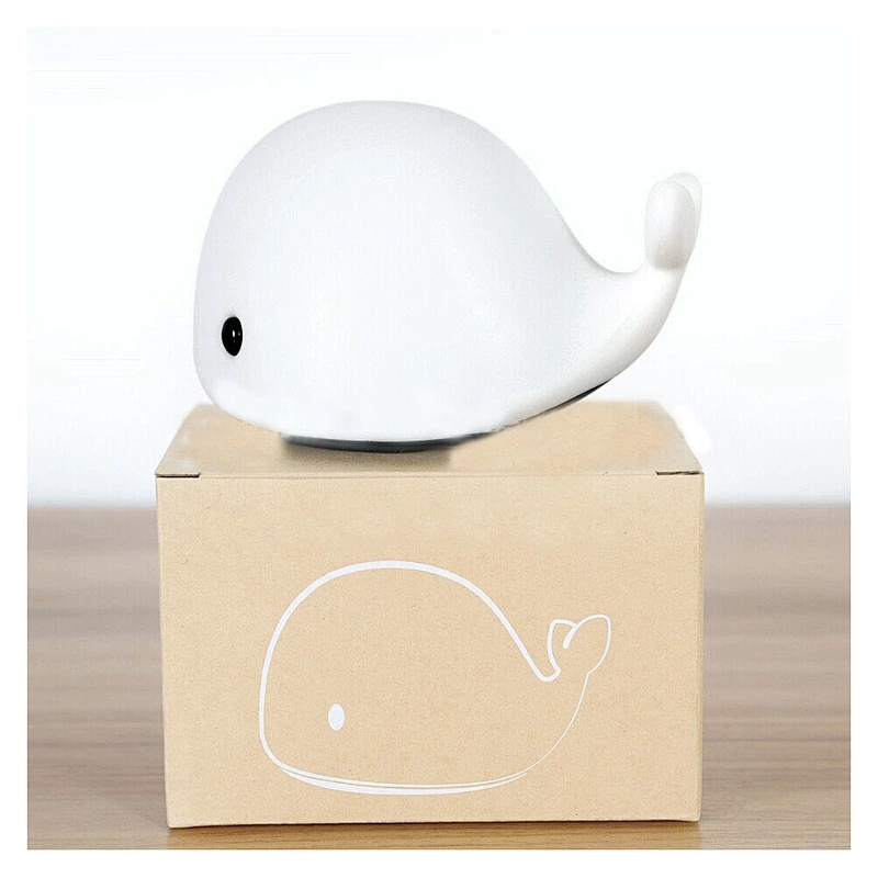 Factory LED Colorful Silicone Little whale Night Light for Children Kids Baby Bedside Lamp