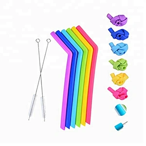 Eco Friendly Better Life Reusable Silicone Drinking Straws Extra Long Flexible Straws With Cleaning Brushes