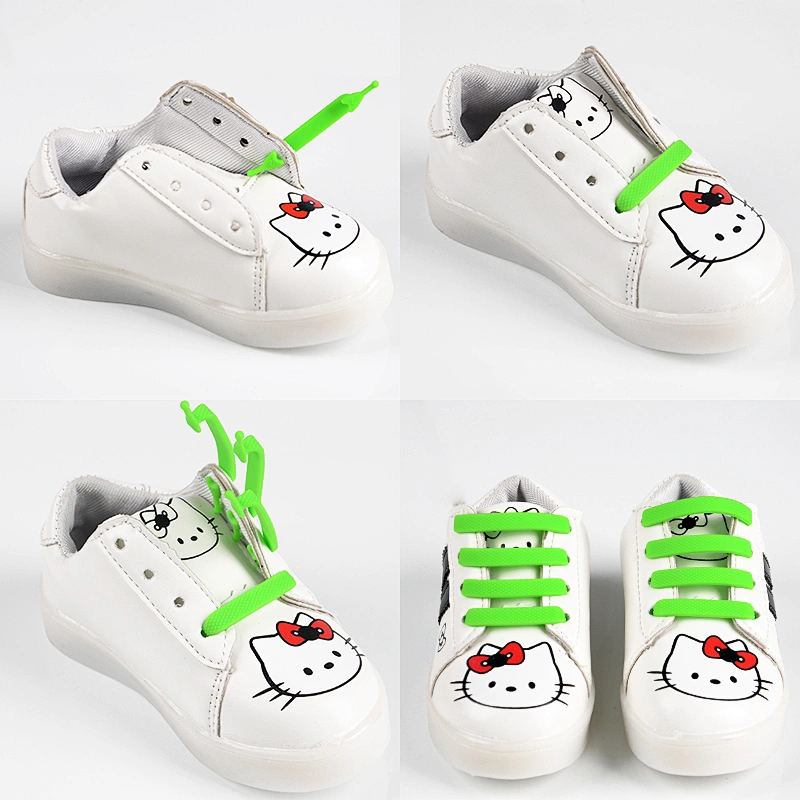 No Tie Food Grade Colorful Silicone Shoe Laces For Children