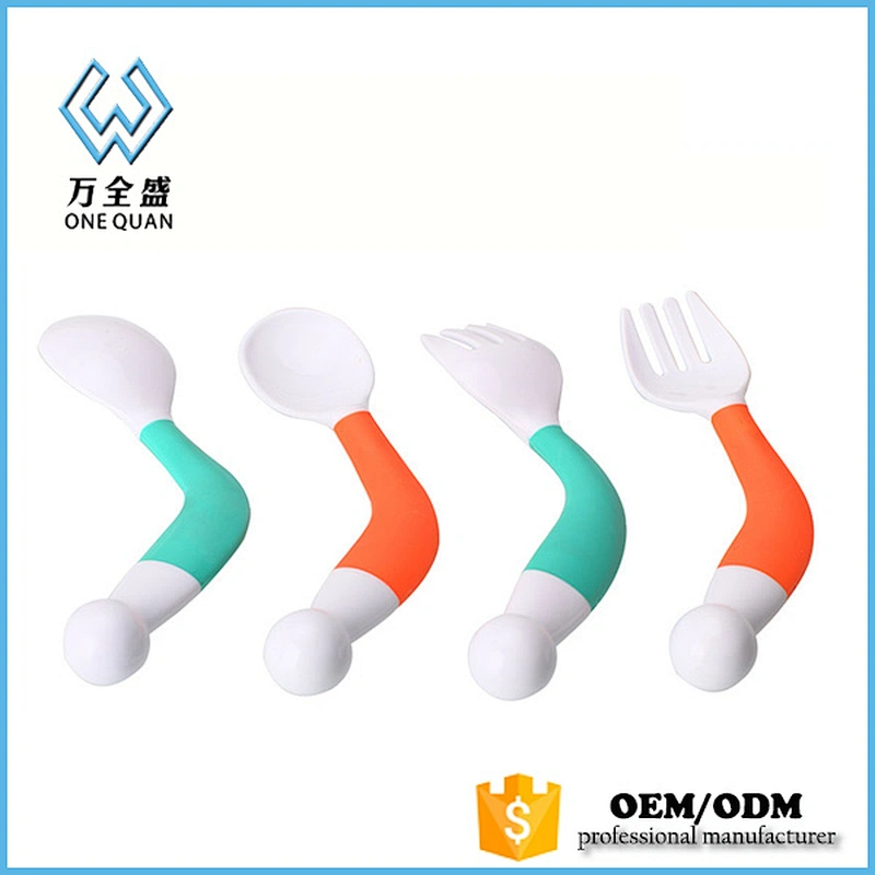 Factory sell 100% food grade silicone fork and spoon baby feeding tools set