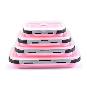 Silicon Lunch Box Collapsible Storage with Food Grade Silicon Snap Click Closure