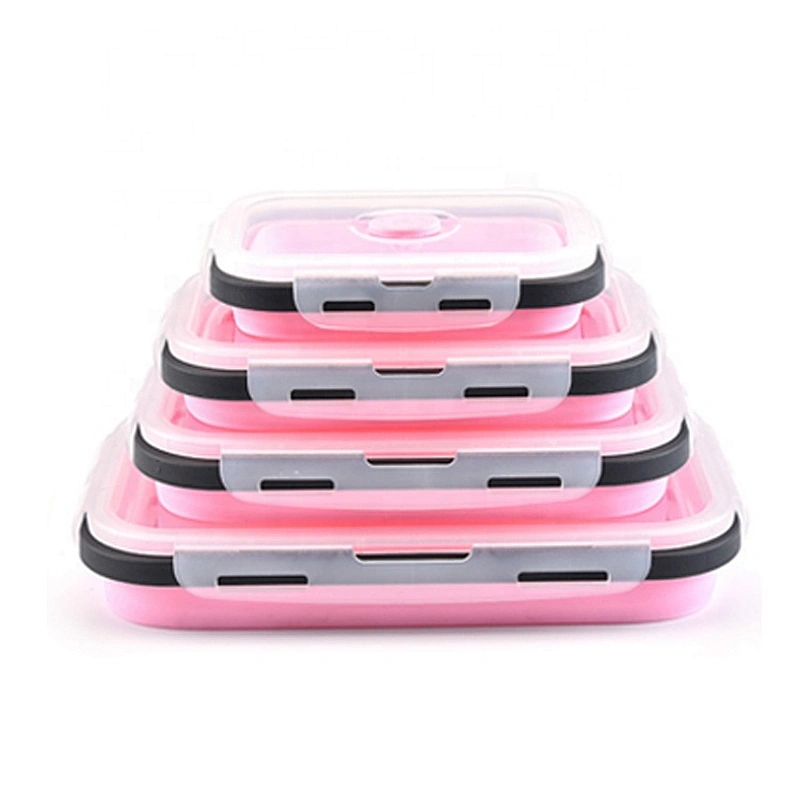 Silicon Lunch Box Collapsible Storage with Food Grade Silicon Snap Click Closure