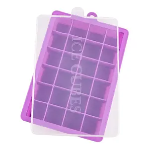 Silicone Ice Making Box Cake Mold 24 Cavity Ice Cube Tray with Lid Eco Friendly Square DIY Ice Block Mould