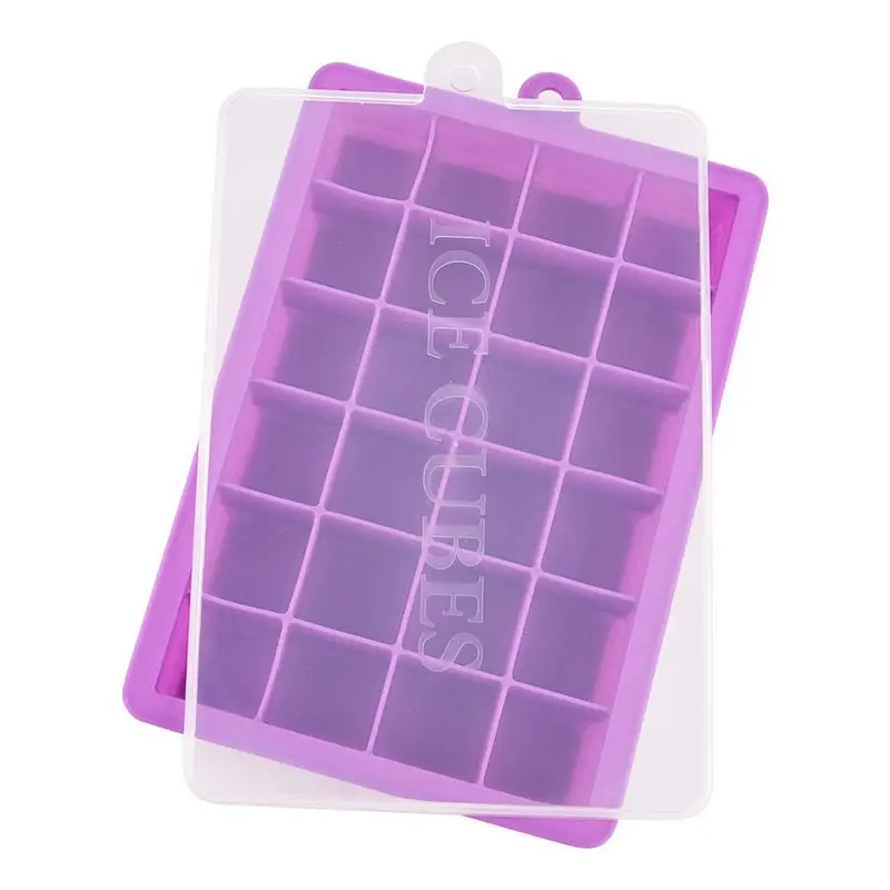 Silicone Ice Making Box Cake Mold 24 Cavity Ice Cube Tray with Lid Eco Friendly Square DIY Ice Block Mould