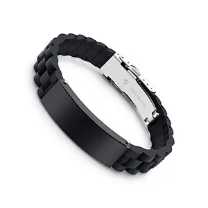 sports silicone metal wristband/International medi alert jewary with metal
