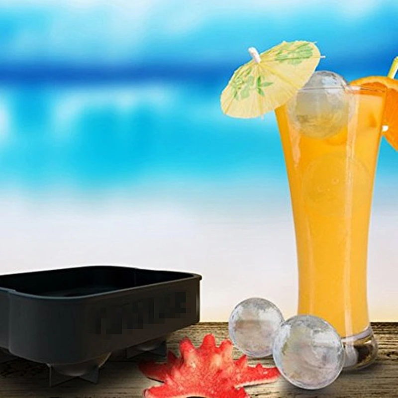 Ice Ball Maker Mold - Black Flexible Silicone Ice Tray - Molds 4 X 4.5cm Round Ice Ball Spheres