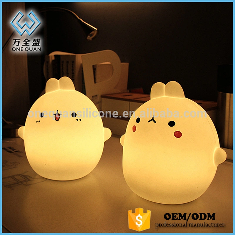 Colorful silicone soft cartoon cute animal baby nursery lamp breathing child LED night light