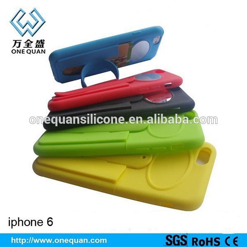 New Design Multifunction Silicone Mobile Phone Case with Slap Stand for iPhone 6