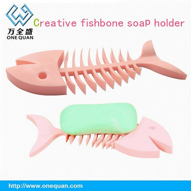 Ieasycan Fish Bone Soap Dish Box Moistureproof Soapbox Toilet Soap Silicone Creative Soap Holder Bathroom Toiletries