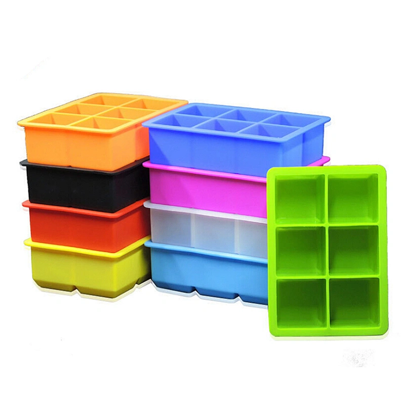 Silicone Extra Large Ice Mold Trays for 6 Square Ice Cubes