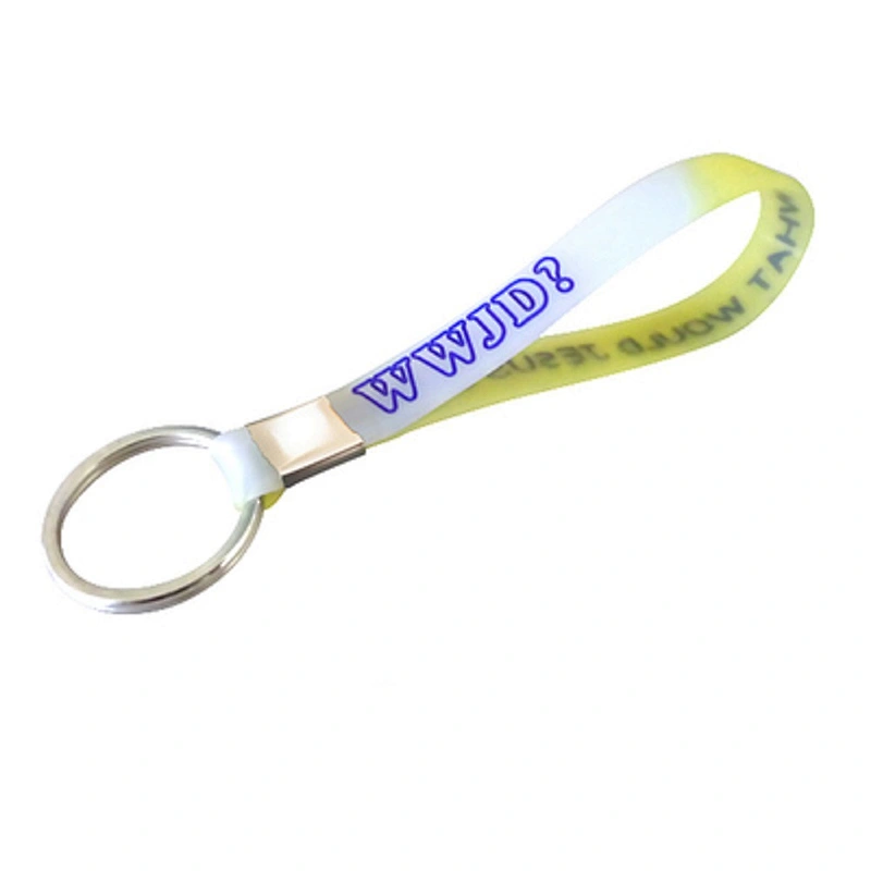 debossed logo Custom rubber keychain/silicone keychain/silicone bracelet key ring