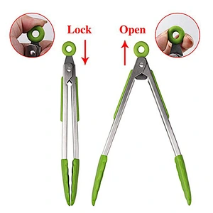 BBQ Non-stick Clip Food Tongs Stainless Steel Salad Tongs