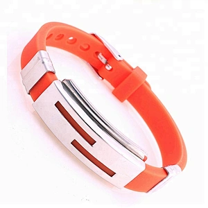 Unique custom silicone stainless steel bracelet Sport ID wristband