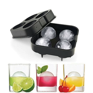Ice Ball Maker Mold - Black Flexible Silicone Ice Tray - Molds 4 X 4.5cm Round Ice Ball Spheres