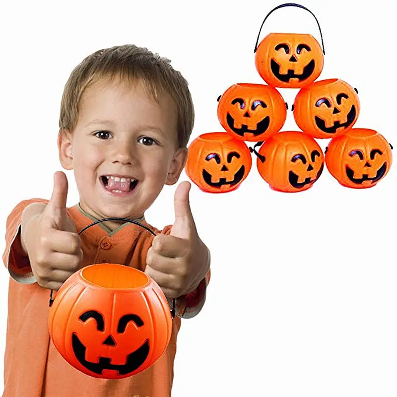 Halloween Pumpkin Buckets Trick or Treat Candy Holder