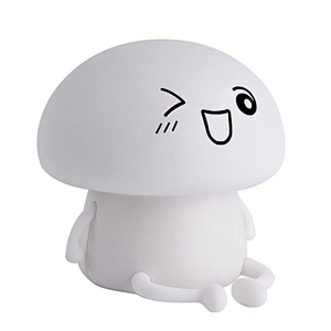 Novelty Silicon Emoji Mushroom Led Touch Nightlight Battery Sensitive Cute Desk Room Lamp for Baby