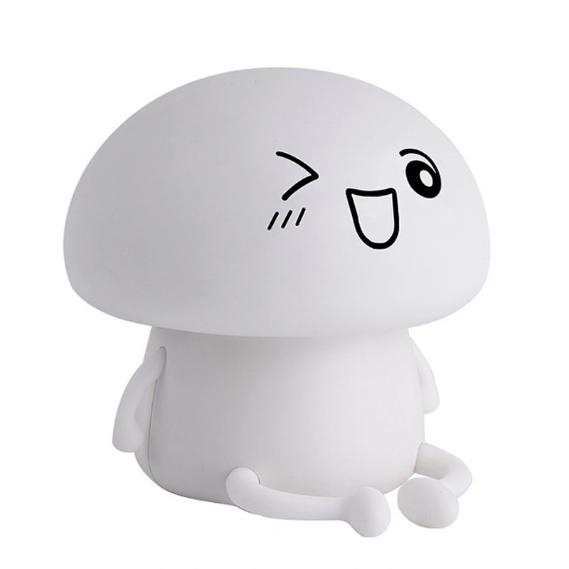 Novelty Silicon Emoji Mushroom Led Touch Nightlight Battery Sensitive Cute Desk Room Lamp for Baby