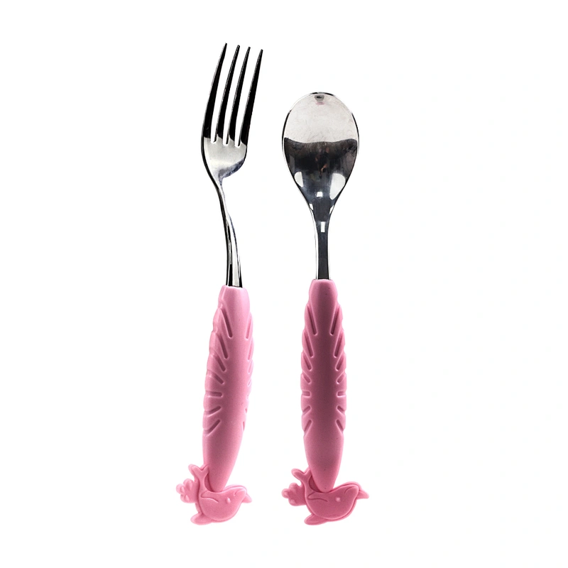 Factory Price Dolphin Designs Flatware  Easy Grip Fork And Spoon Utensil Set Contoured Handles And Textured Grips