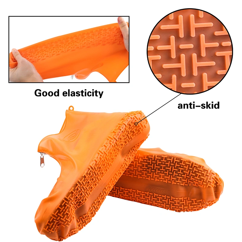Reusable Silicone Waterproof Shoe Covers, Silicone Shoe Covers with Zipper No-Slip Silicone Rubber Shoe Protectors