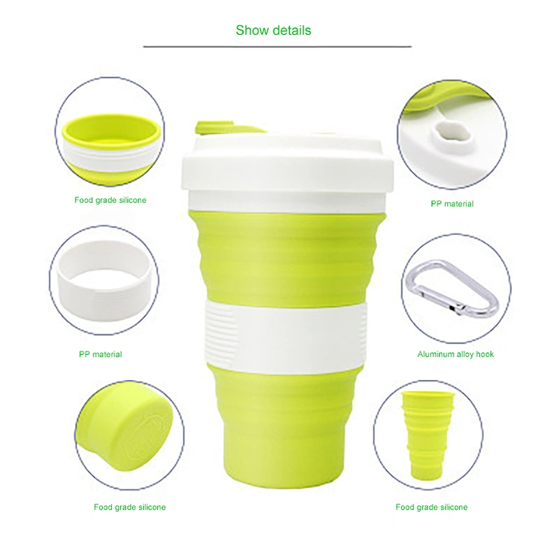 Transistors food grade silicone folding cup leakproof foldable travel mug collapsible coffee manufacturer supplier