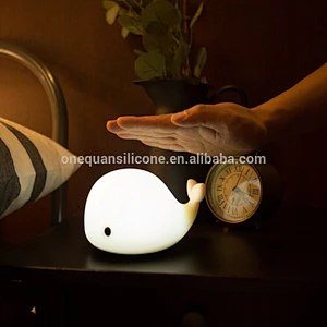 Factory LED Colorful Silicone Little whale Night Light for Children Kids Baby Bedside Lamp