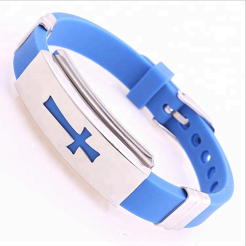 Unique custom silicone stainless steel bracelet Sport ID wristband