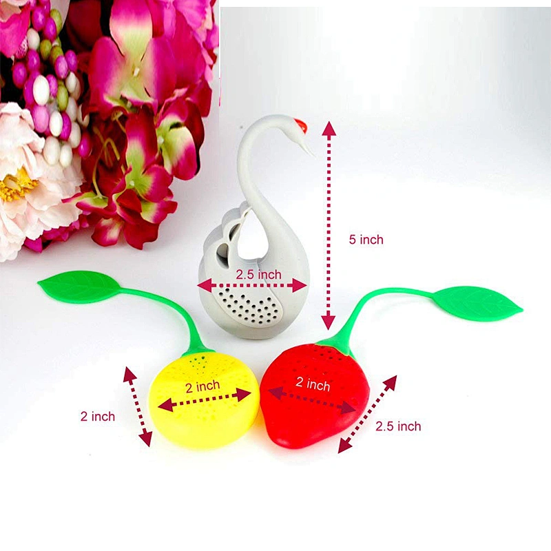 Lemon & Strawberry Loose Leaf Cute Animal fruit Food Grade Silicone Tea Infusers Gift for tea lovers Strainer